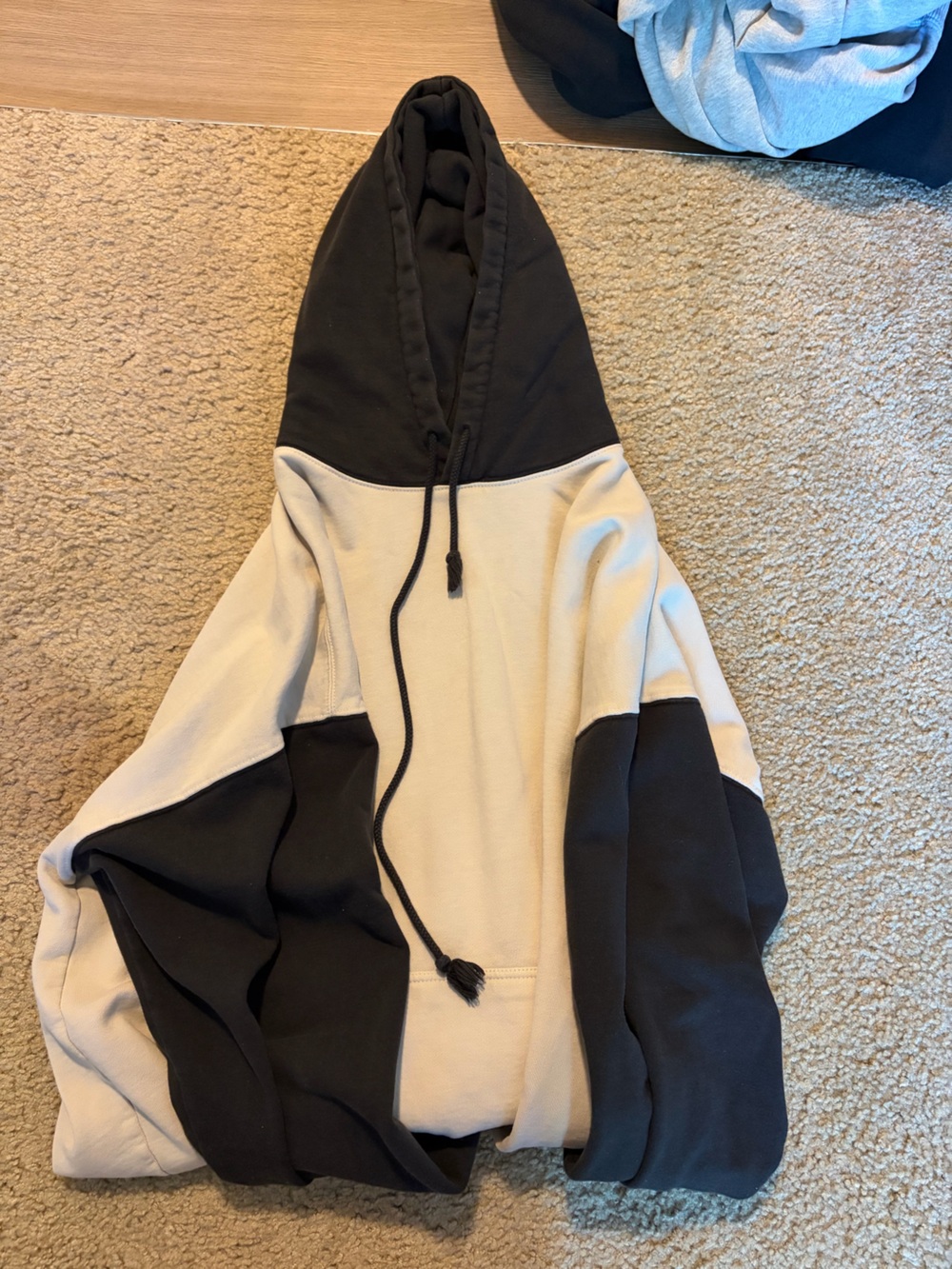 Brandy Melville Two-Tone Black & Cream Bomber Hoodie